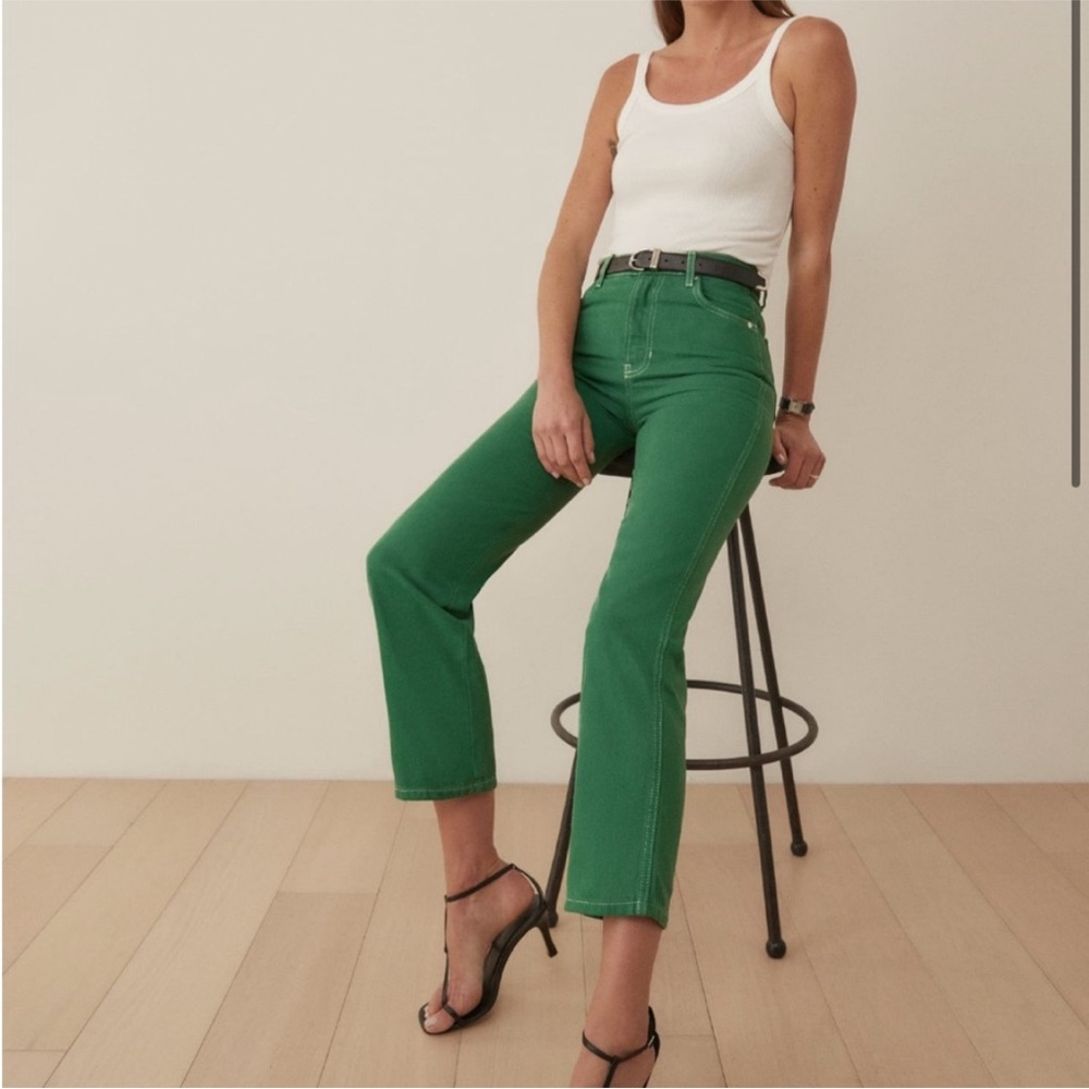 Reformation Cowboy Jeans Grass Green Straight Leg